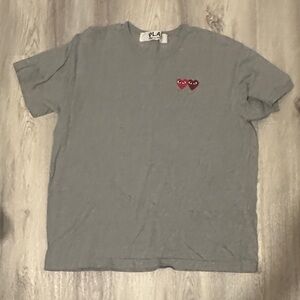 Comme des Garcons Gray Tee with Red Heart Accents